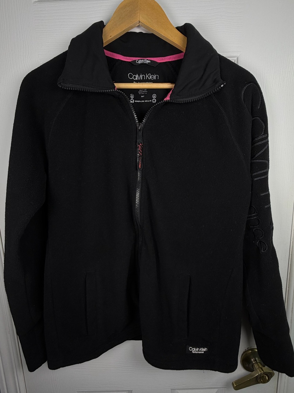 Calvin Klein Performance Black Fleece Jacket Women's M Full Zip Athleisure Cozy